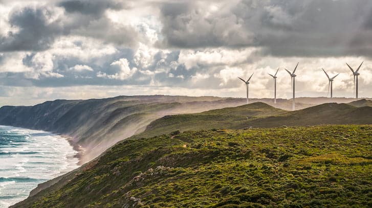 Wind farm along the WA coastline.